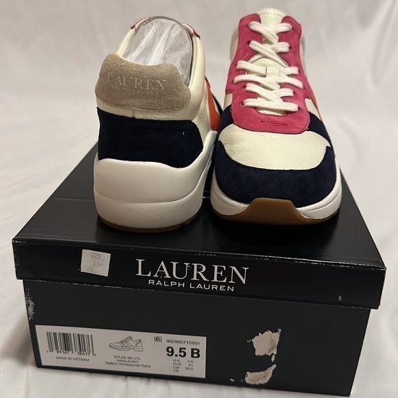 Ralph Lauren Rylee Womens Shoes Sneakers Cream Leather Suede multi color 9.5 - Picture 9 of 9